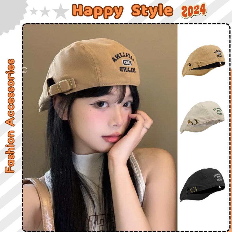 Mũ Beret Kaki Trơn Nón Mỏ Vịt Thêu Chất Vải Cotton Form Mềm Phong Cách Cổ Điển Cho Nam Nữ - N243