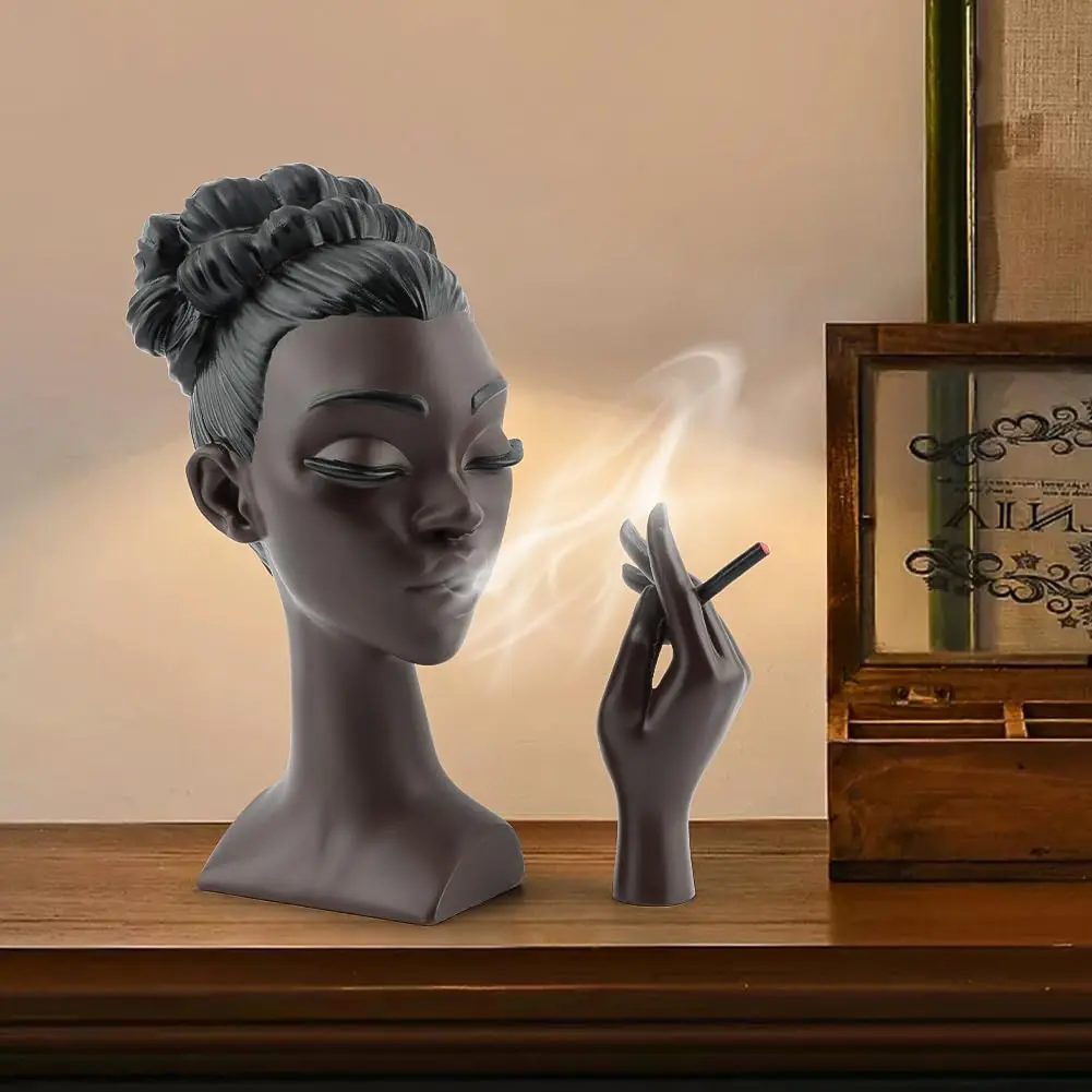 Smoking Woman Design Resin Statue, Modern Desktop Censer Ornament, Decorative Statue for Home Office Desk