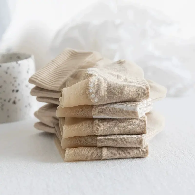 Tất Pha Lê, Màu Thịt, Tất Nữ, Tất Ống Ngắn, Phong Cách Mỏng Mùa Hè, Đáy Bông, Tất Gấu Bông Hoạt Hình, Tất Thuyền Dễ Phối Đồ 3