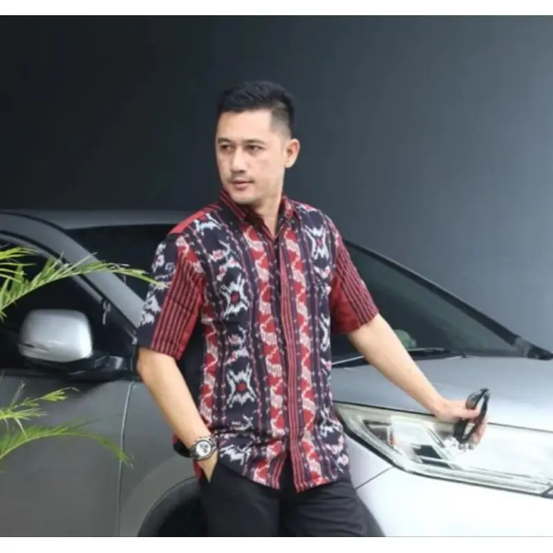READY STOCK SET COUPLE BAJU TENUN DRESS TENUN KEMEJA TENUN PRIA BAJU PESTA TENUN ETNIK Tangan Panjang Pasangan Seragam Keluarga Kondangan Merah Motif Songket Sarimbit Batik Pendek Wanita 6