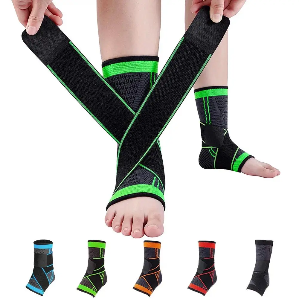 Adjustable Ankle Compression Ankle Brace Protector for Running Soccer Basketball Nylon Knitted Gym Bandage Ankle Strap Healthcare Support