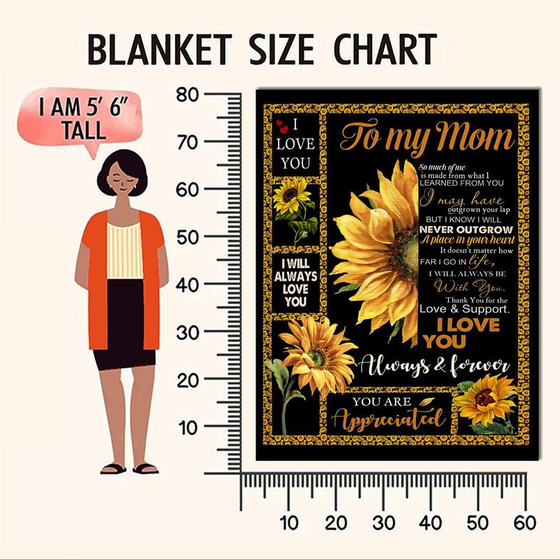 Sunflower & Letter Pattern Blanket Gift for Mom, Casual Soft Throw Blanket, All Season Blanket, Breathable Comfortable Blanket, Comfy Bedding for Christmas Decor, Air-conditioning Blanket for Home Office Travel, Christmas Gifts, Christmas Decorations 1