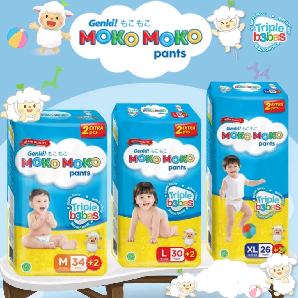 (2BALL) GENKI MOKOKO PANTS S25 M32 L28 XL26 Popok Diapers Bayi