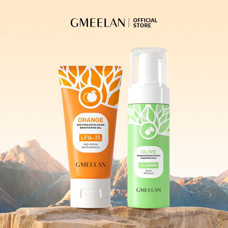 GMEELAN 2PCS Gel Tẩy Tế Bào Chết Da Mặt 50g+SỮA RỬA MẶT TẠO BỌT LÀM SẠCH Ô LIU 150ml