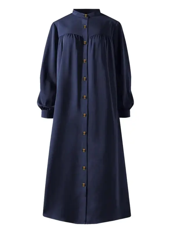 Women's Plain Button Front Dress, Modest Casual Long Sleeve Dress for Daily Wear, Ladies Clothes for All Seasons 2