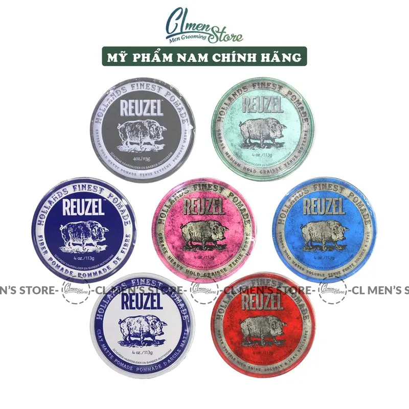 [Full Line] Sáp vuốt tóc Reuzel Pomade [Blue - Pink - Red - Extreme Hold - Green - Matte Clay - Fiber - Pink Extreme - Severed] 1