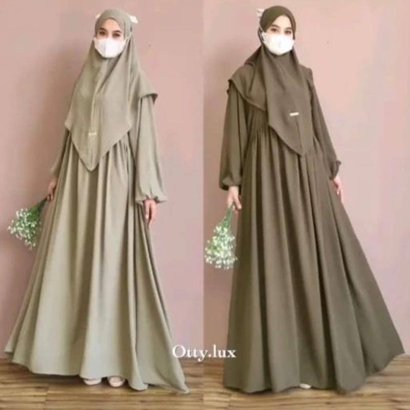 Al Zirah Syari Set Khimar / Gamis Syari CRINKLE AIRFLOW / Baju Gamis Plus Khimar Size M L XL / Gamis Crinkle Syari Jumbo Busui / High Muslim 4