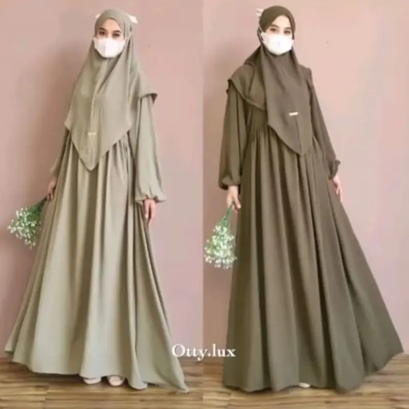 Al Zirah Syari Set Khimar / Gamis Syari CRINKLE AIRFLOW / Baju Gamis Plus Khimar Size M L XL / Gamis Crinkle Syari Jumbo Busui / High Muslim 4