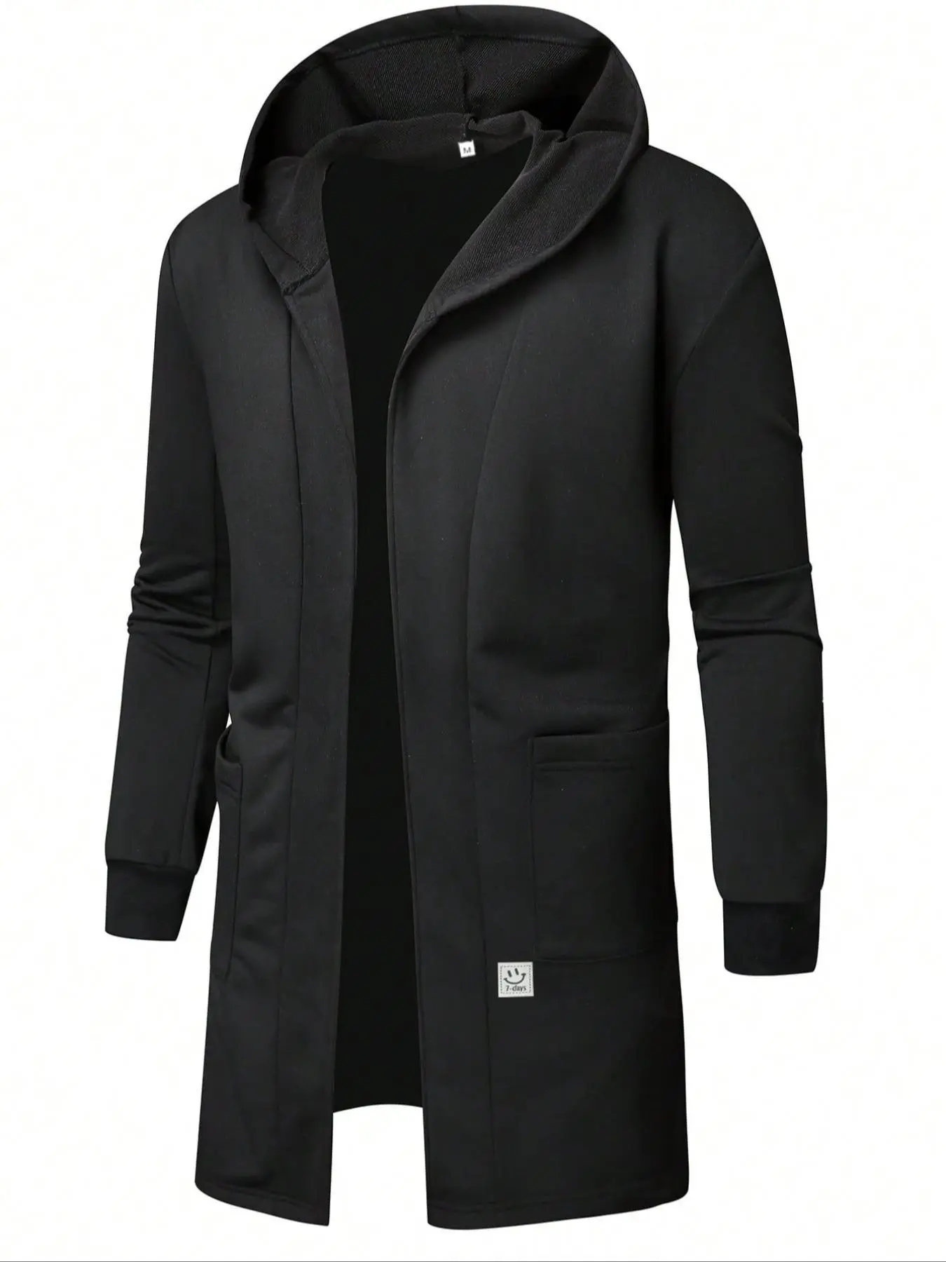 Men's Solid Color Hooded Jacket, Casual Long Sleeve Open Front Outerwear for Fall & Winter, Men's Clothes for Daily Wear