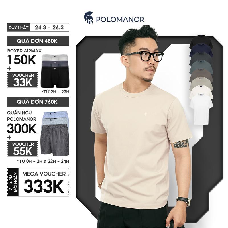 [DEAL HOT] Áo thun nam cổ tròn TSHIRT BASIC, BST Social Circle vải cotton cao cấp thoải mái - POLOMANOR