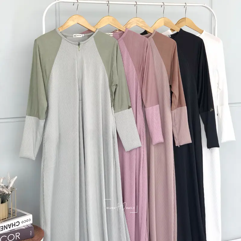 HAMEEDA DRESS PLEATS PREMIUM Cantik Mewah Muslim Panjang Wudhu Linen Pink Mocca Gamis Basic Simple Wanita 7