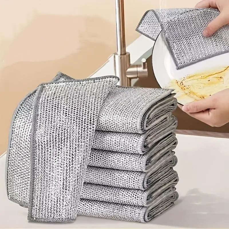 Stainless Steel Kitchen Cleaning Cloth, 10/20pcs Home Multifunctional Durable Quick Drying Mesh Scouring Pad, Household Dishwashing Cleaning Tool for Pot & Stove