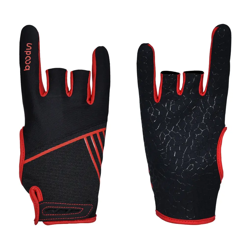 Breathable Gloves Work Fingerless for Men Fitness Major Size 1 Red