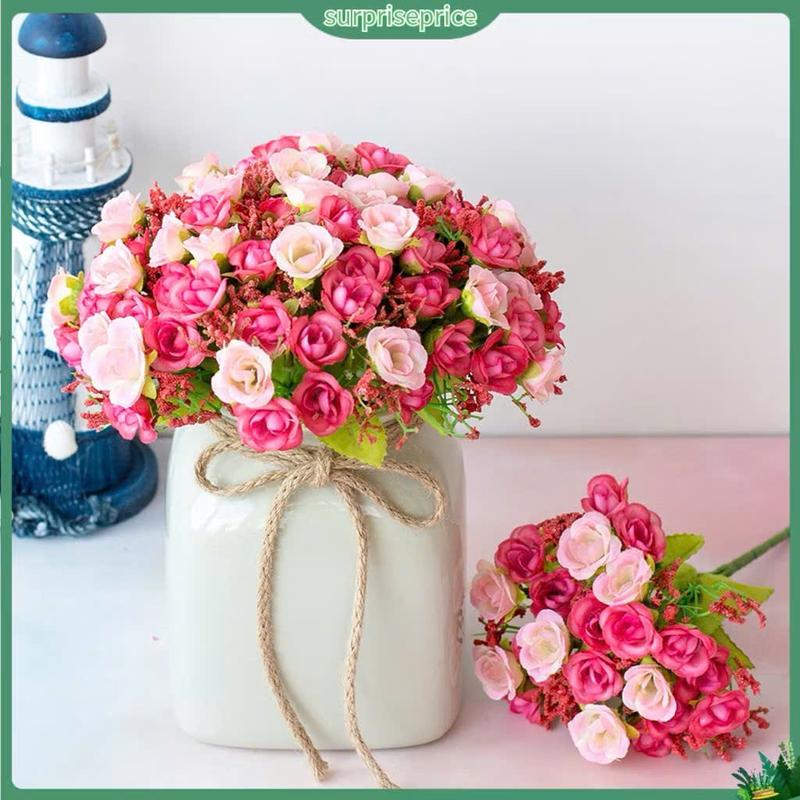 Cụm Hoa Hồng Nhí bông nở, 1 Cành 21 Bông hoa, cao 30cm decor cắm bình để bàn 4
