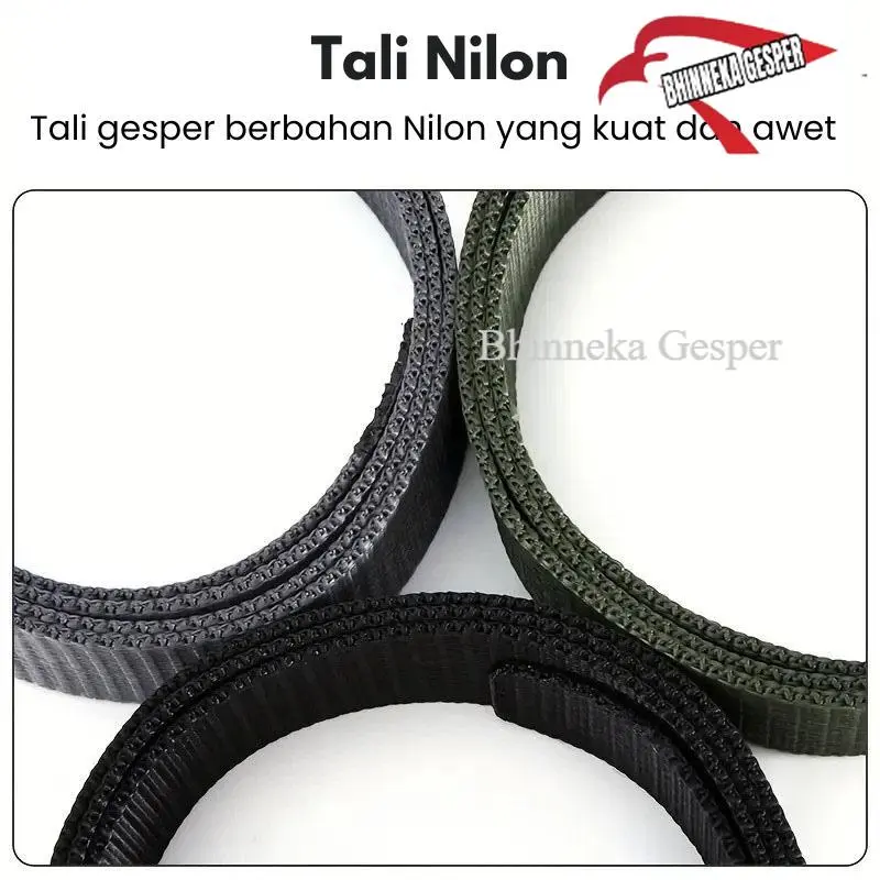 Ikat Pinggang Pria Anti Xray Tali Canvas Nilon Non-Metal Gesper Sabuk Cowok Tactical Military Belt T140 Hitam Hijau Laki Biru Coklat 5