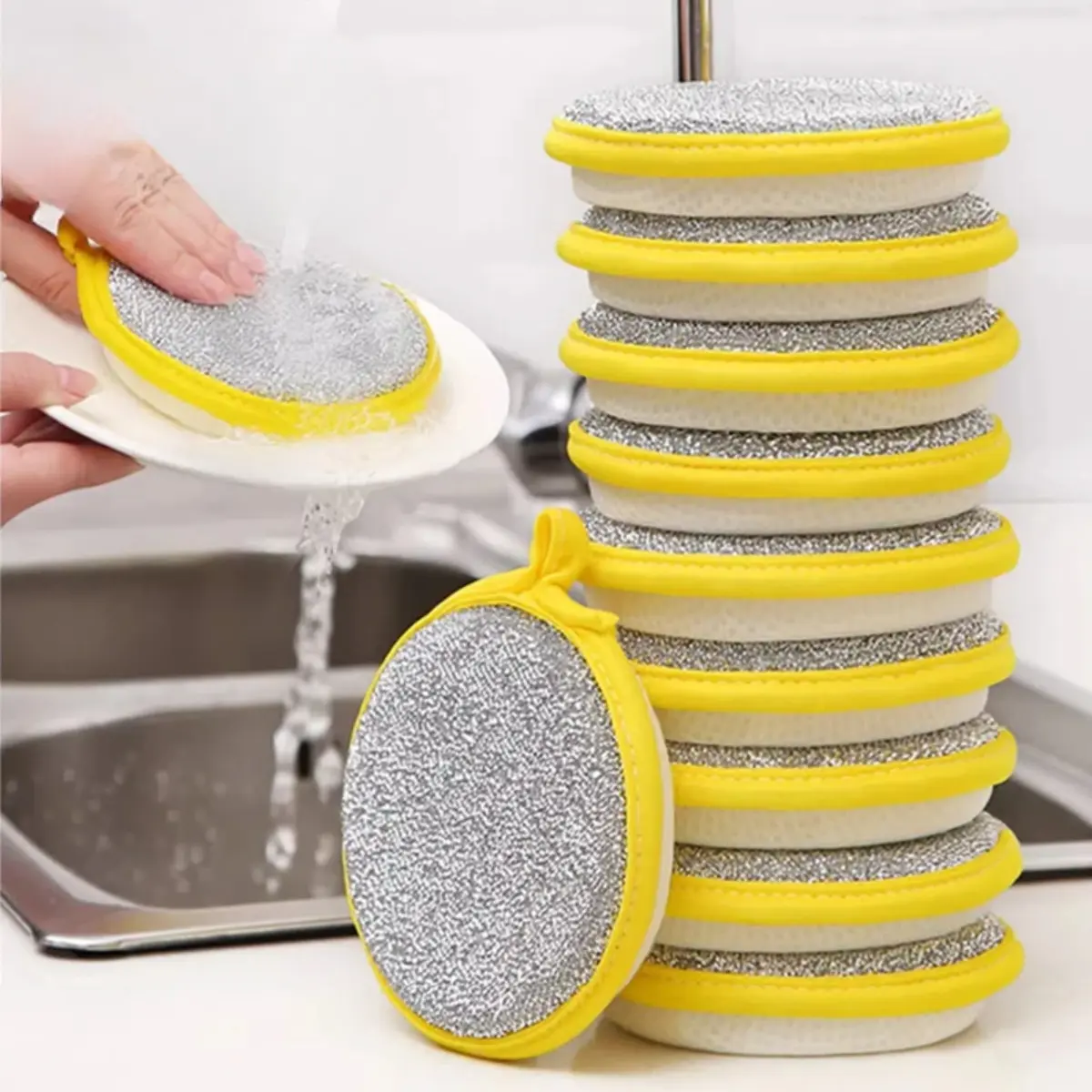 Dishwashing Sponge Reusable Washable Sponges Double Side Magic Sponge To Wash Dishes Useful Things for Kitchen Clean Tools Cleaning