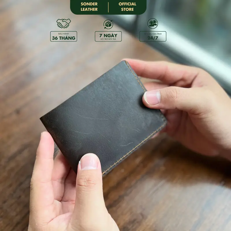 Ví da bò thật mini nhỏ gọn Ryan 8