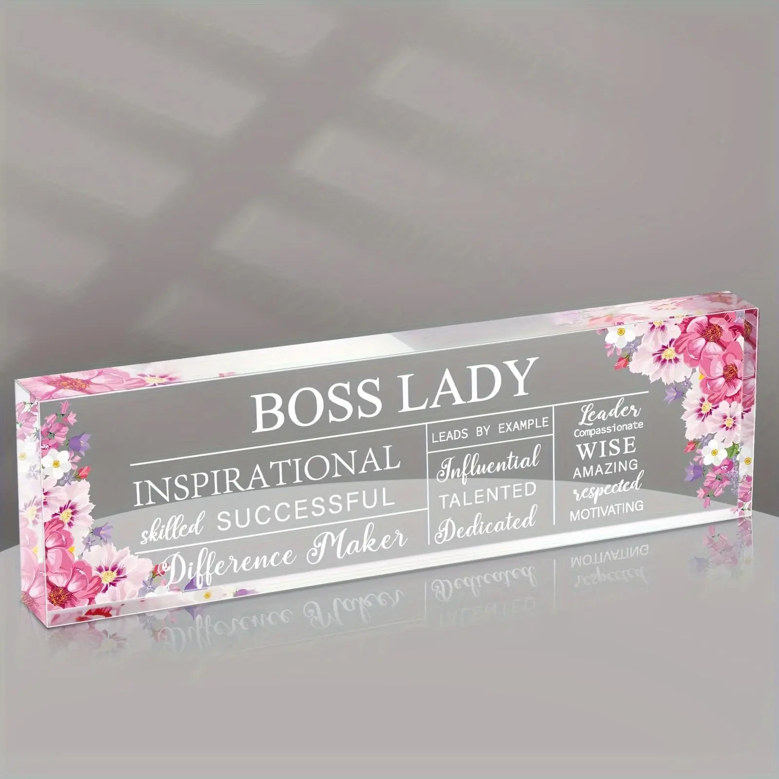 Creative DIY Spring Flower & Letter Pattern Acrylic Desk Decoration, Inspirational Quotes Office Ornament, Birthday Gift