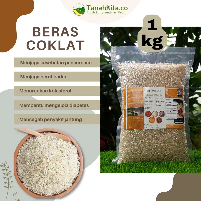 Beras Coklat Pecah Kulit Pulen FRESH langsung dari Petani (1kg vacuum) 3