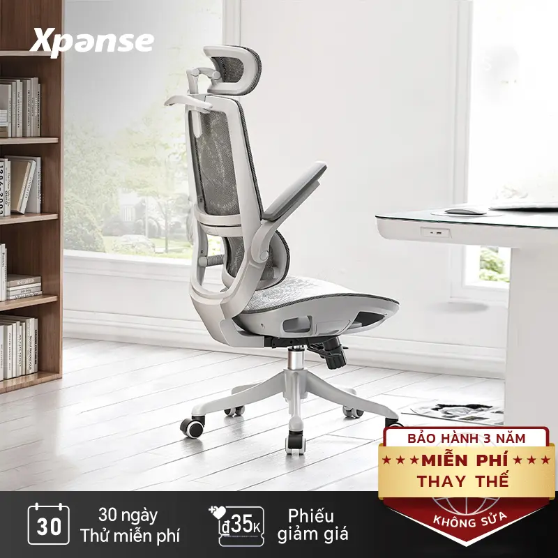 【Xpanse W202】Ghế công thái học ghế văn phòng có tay vịn có thể lật, chịu được trọng lượng 250KG