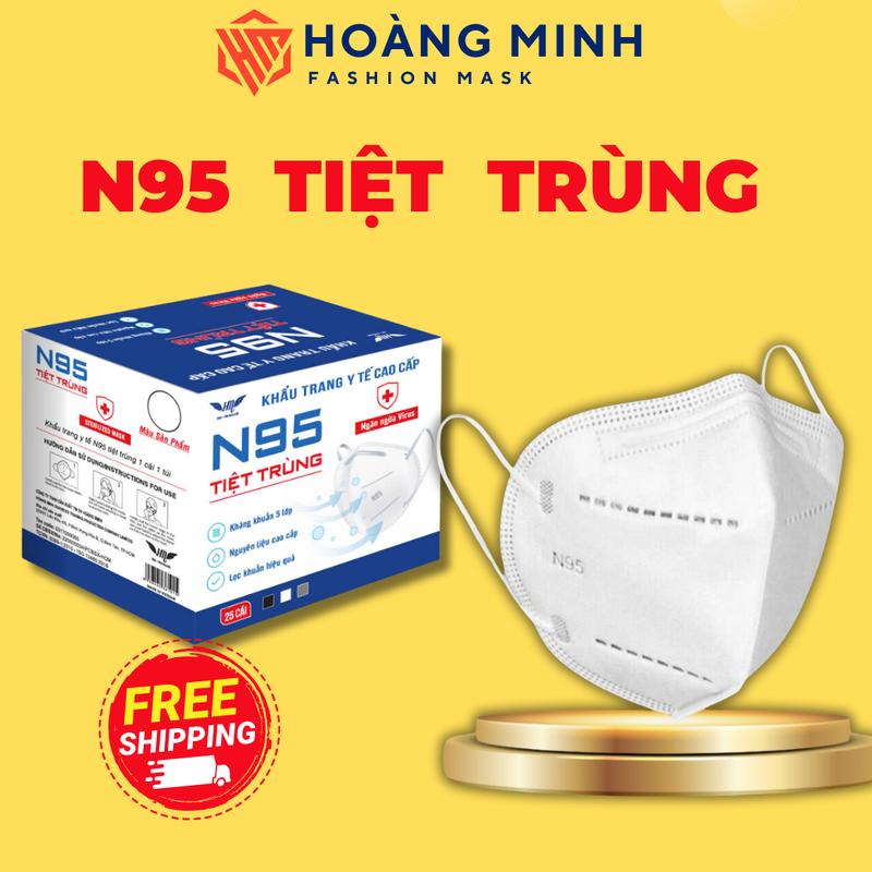 [Mỗi túi 1 cái] Combo 100 cái Khẩu trang N95 Tiệt Trùng 5 lớp HM Pro Mask dày dặn ngăn bụi mịn PM2.5 cho người lớn màu trắng đen kích thước 185x165mm freeshipping