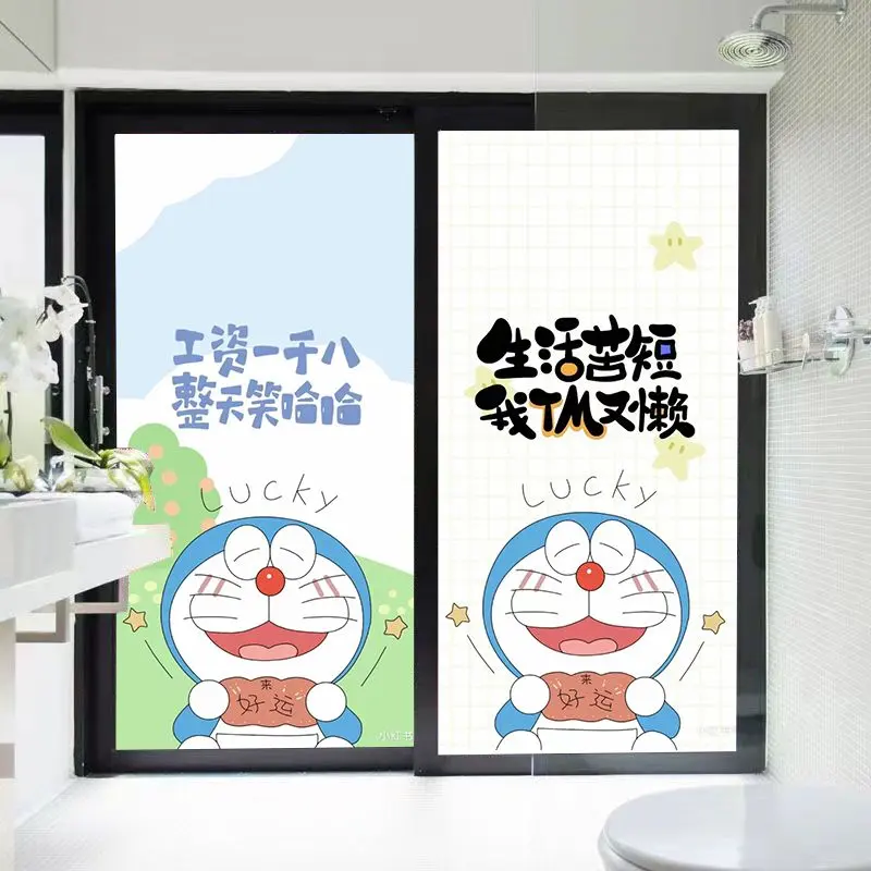 Phim Dán Cửa Sổ, Thiết Kế Hoạt Hình, Trong Suốt, Chống Lộ, Họa Tiết Doraemon, Thích Hợp Cho Phòng Tắm Và Phòng Ngủ, Trong Suốt, Chống Lóa 6