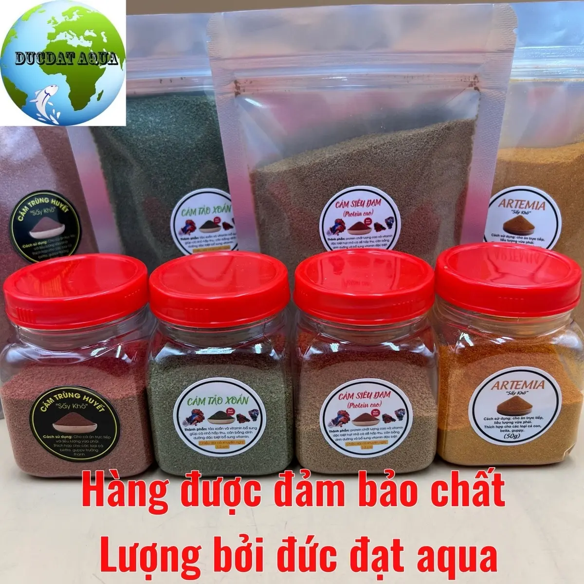 ￼ARTEMIA , trùng huyết , siêu đạm , tảo xoắn sấy khô,  50-100g giàu dinh dưỡng- TOP 1thức ăn cho cá con -đức đạt aqua