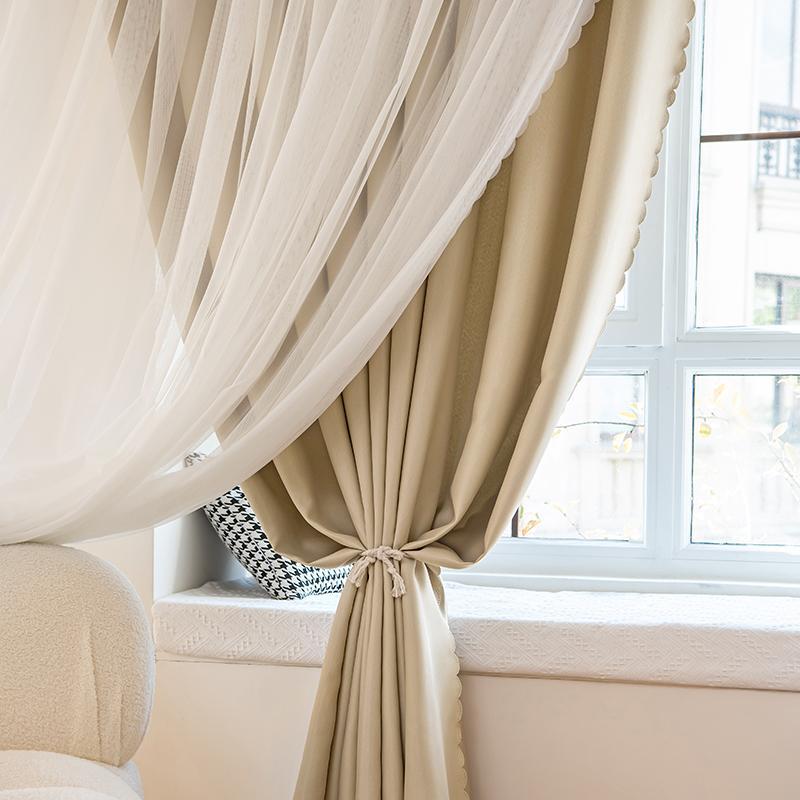 Product Introduction of Double Layer Curtain Living Room, 1 Count Blackout Curtain for Bedroom, Decorative Curtain for Bedroom & Living Room, Home Items 8