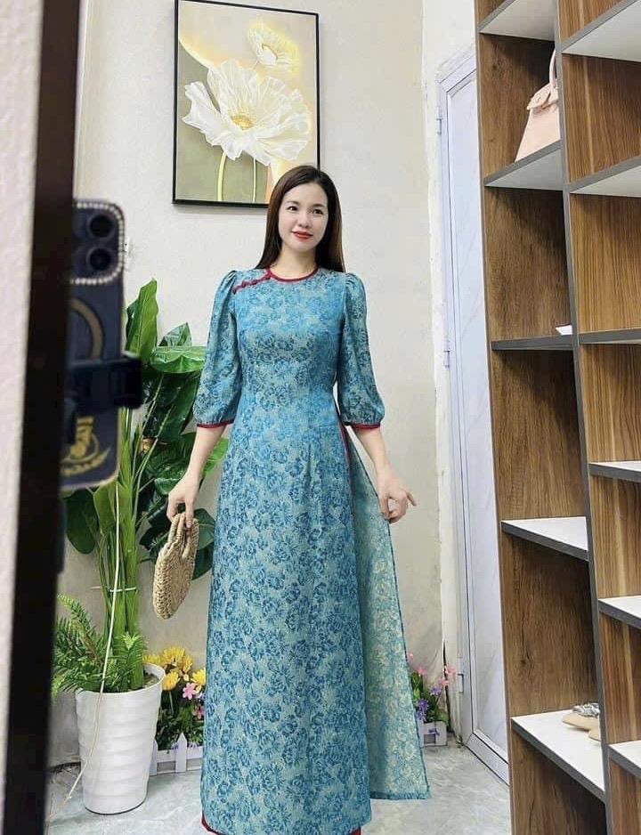 Product Introduction of Áo Dài Gấm Cao Cấp Cao Cấp phối màu thiết kế xinh 20