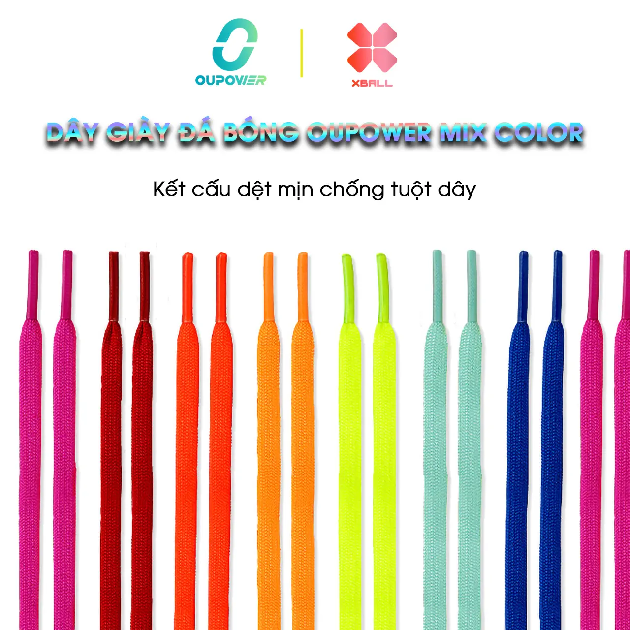 [ Bản Mới ]  Dây Giày Bóng Đá Chống Tuột OUPOWER MIX COLOR. Chống tuột, nhiều màu sắc...