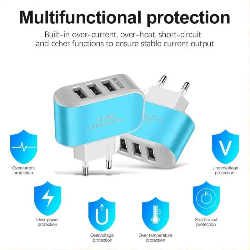 Bộ Chuyển Đổi Tường Đa Cổng USB, Thông Dụng, Phích Cắm EU / US, Bộ Chuyển Đổi Tường, Khối Hình Khối, AC 110-220V, Bộ Chuyển Đổi Sạc Du Lịch, Màu Pastel, Cho Gia Đình 2