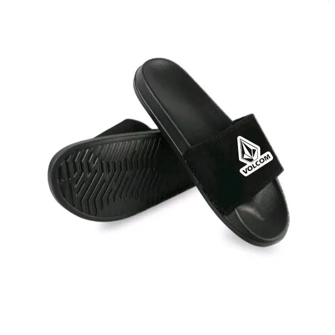 Sandal Selop Premium Pria distro vollcom hitam | sandal slide | sandal slippers | Sendal Pria Shoes 2