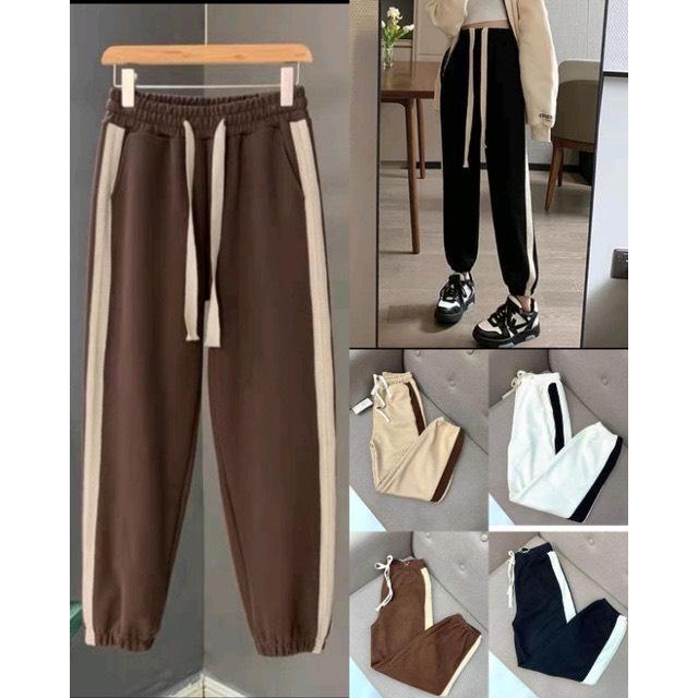 Quần Thể Thao Nữ Chất Nhung Tăm Kẻ Viền Năng Động Jogger Sport Tập Thể Dục