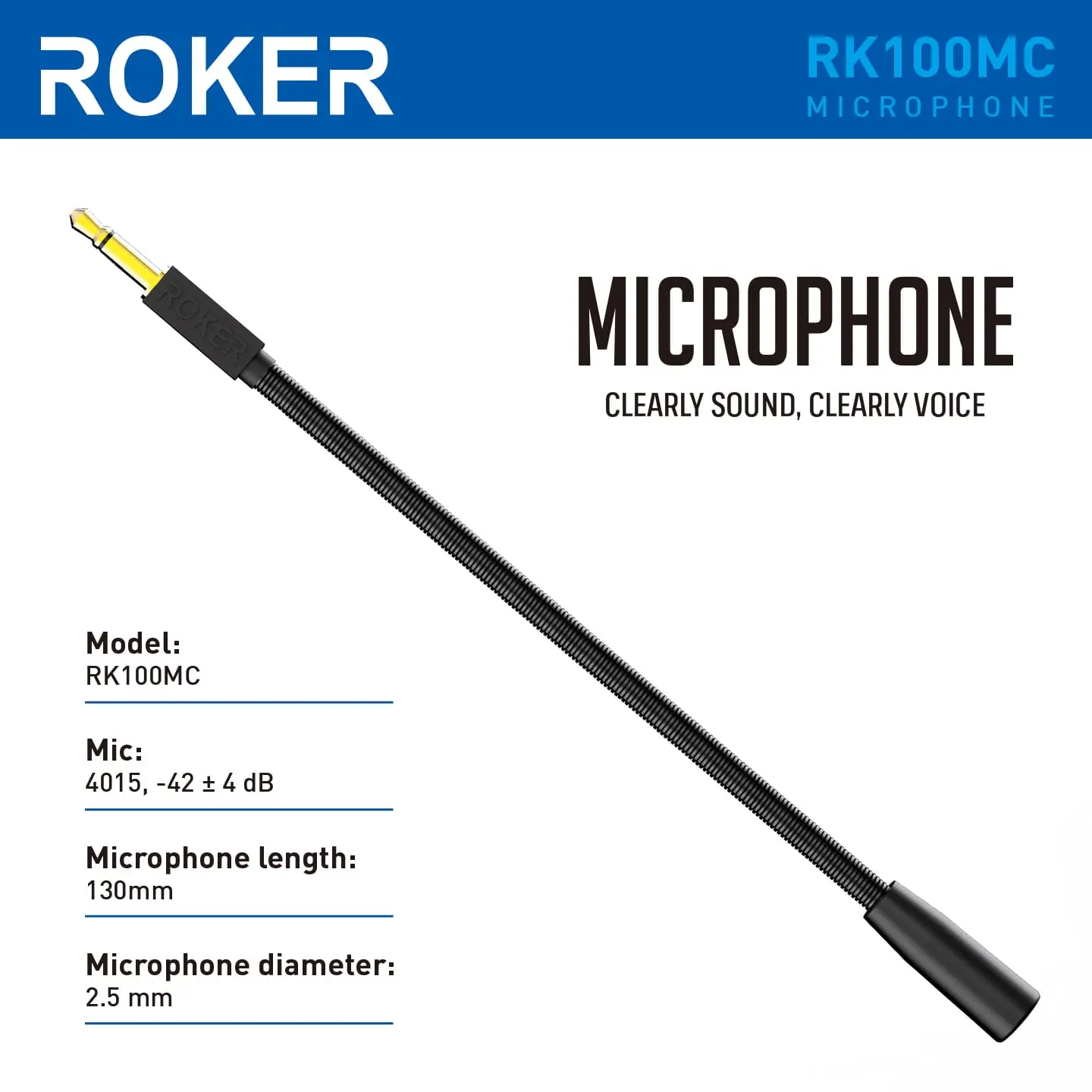 Microphone Roker RK100MC & RK200MC Clearly Sound, Cleary Voice Mic Mik Mikrofon 2.5mm & 3.5mm