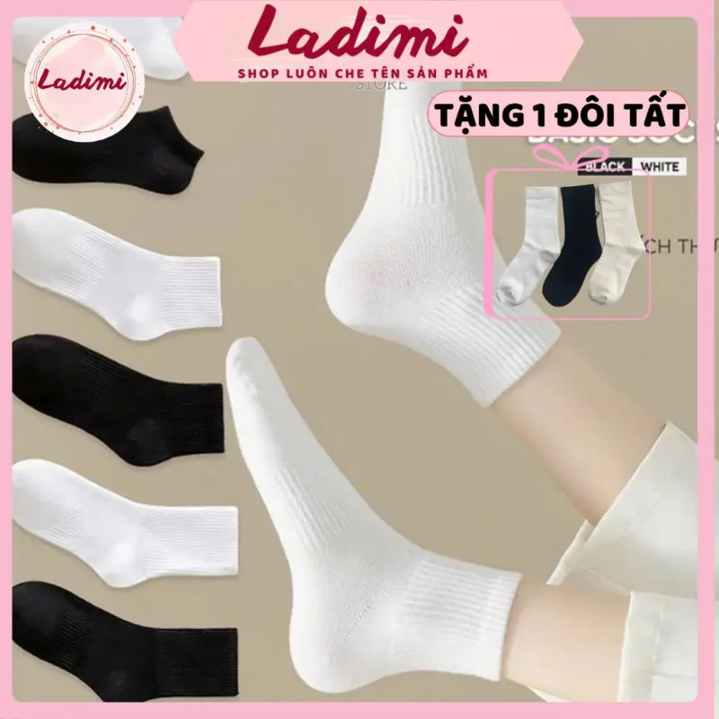 Tất Nam Nữ - Tất vớ cổ cao, cổ thấp chất cotton cao cấp thiết kế sọc đôi chống hôi chân LADIMI Mẫu T110