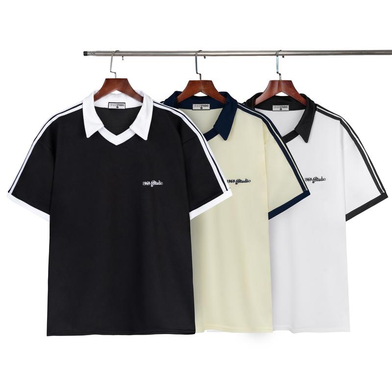 Product Introduction of Men Women polo shirt 1969studio hot trend polyester sleeve stripe casual loose unisex model-pl-02 11