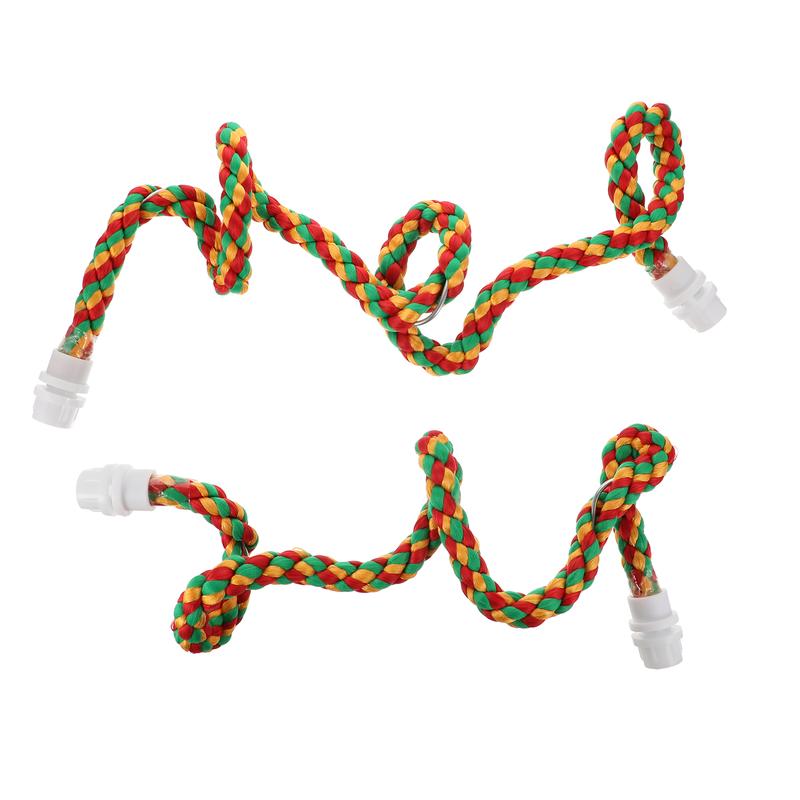 Parrot Standing Stick Bird Ladder Toy Climbing Swing for Large Parrots Ropes Cages Toys Rabbit Chew Birds Cotton 80x1.5cm Colorful 2 PCS 2