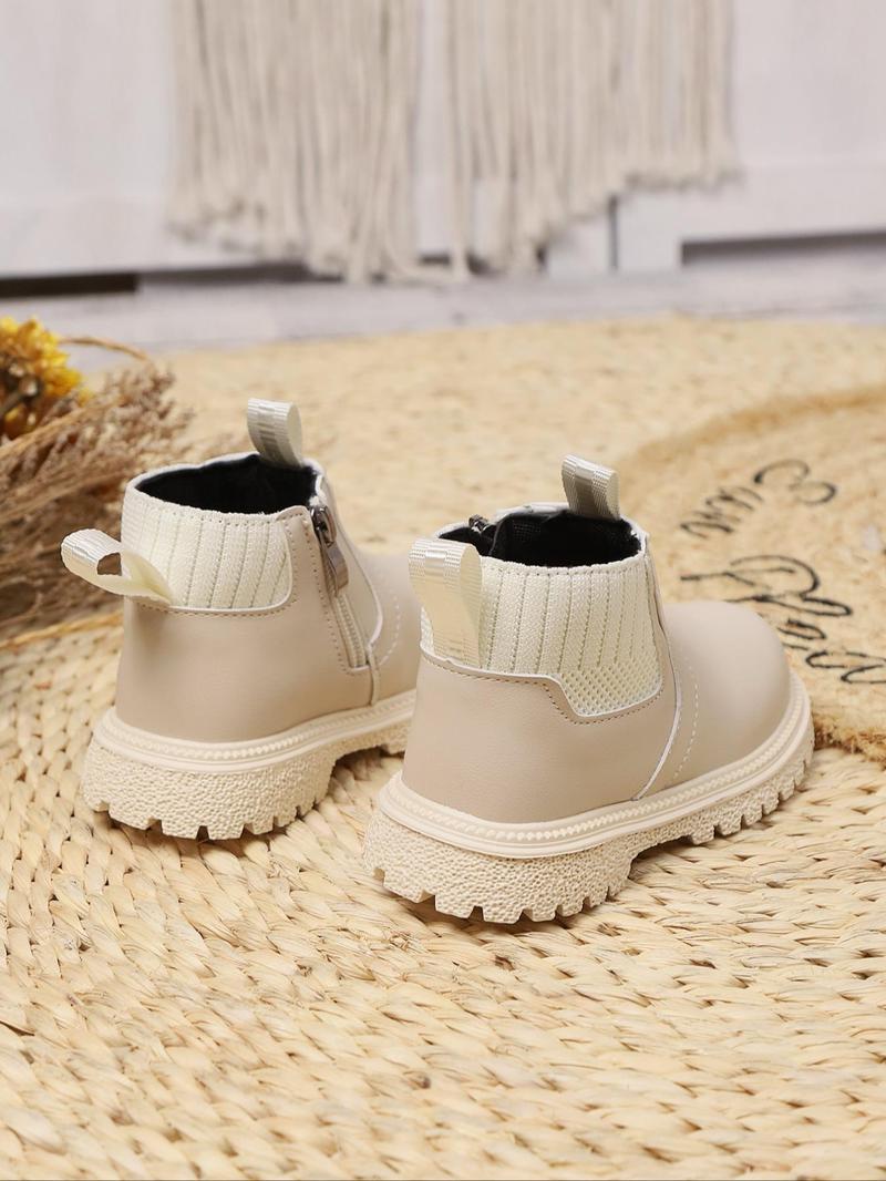 Product Introduction of Fashionable Solid Color Zipper Design Boots, Casual Comfortable Boots for Daily Wear, Trendy All-match Boots for Girls 3