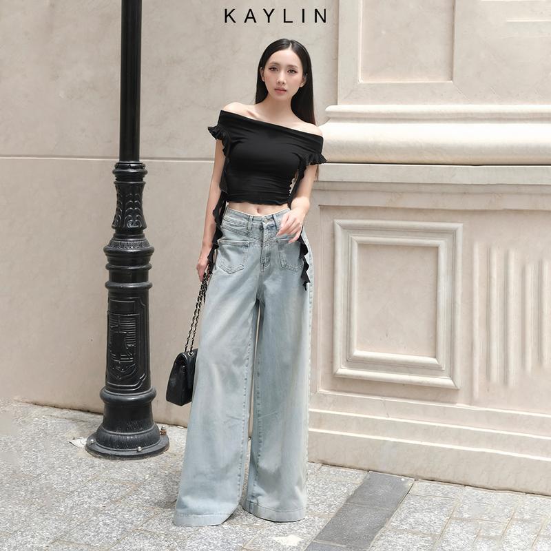 Quần jean KAYLIN form suông Chitli Túi Trước chất vải denim dầy dặn phong cách - N2279 Nữ Pants Women