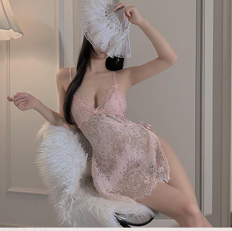Product Introduction of Sexy Lace Sheer Nightgown Width Adjustable Women's Clothing Assorted Colors, plus size daster  tali satu Fabric Womenswear Drawstring Elastic Elegant Fit Lingerie Panty Skirt Nightwear daster  tali 1 nighties ladies baju  daster  wanita  tidur 17
