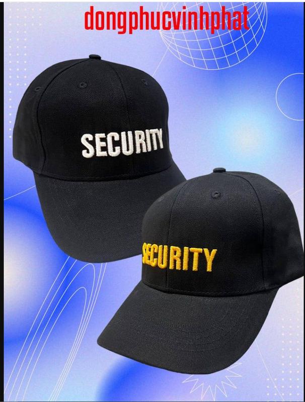 Mũ Nón Kết Bảo Vệ Đen Vải Kaki Chất Lượng Thêu Logo Chữ SECURITY