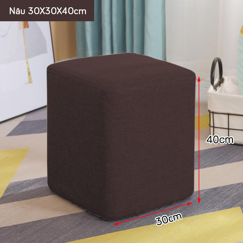 Ghế Đôn Sofa Vuông FOREVER 84, Ghế Bàn Trang Điểm MÀU NÂU 30x30x40CM - Bọc Mút Dày Dặn - ĐỔI TRẢ TRONG VÒNG 3 NGÀY