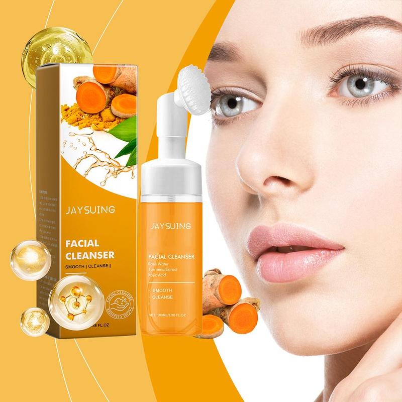 Product Introduction of Turmeric Cleansing Foam Kojic Acid Cleanser  Oil Control Blackhead Remover  Moisturizing Face Wash Mousse 17