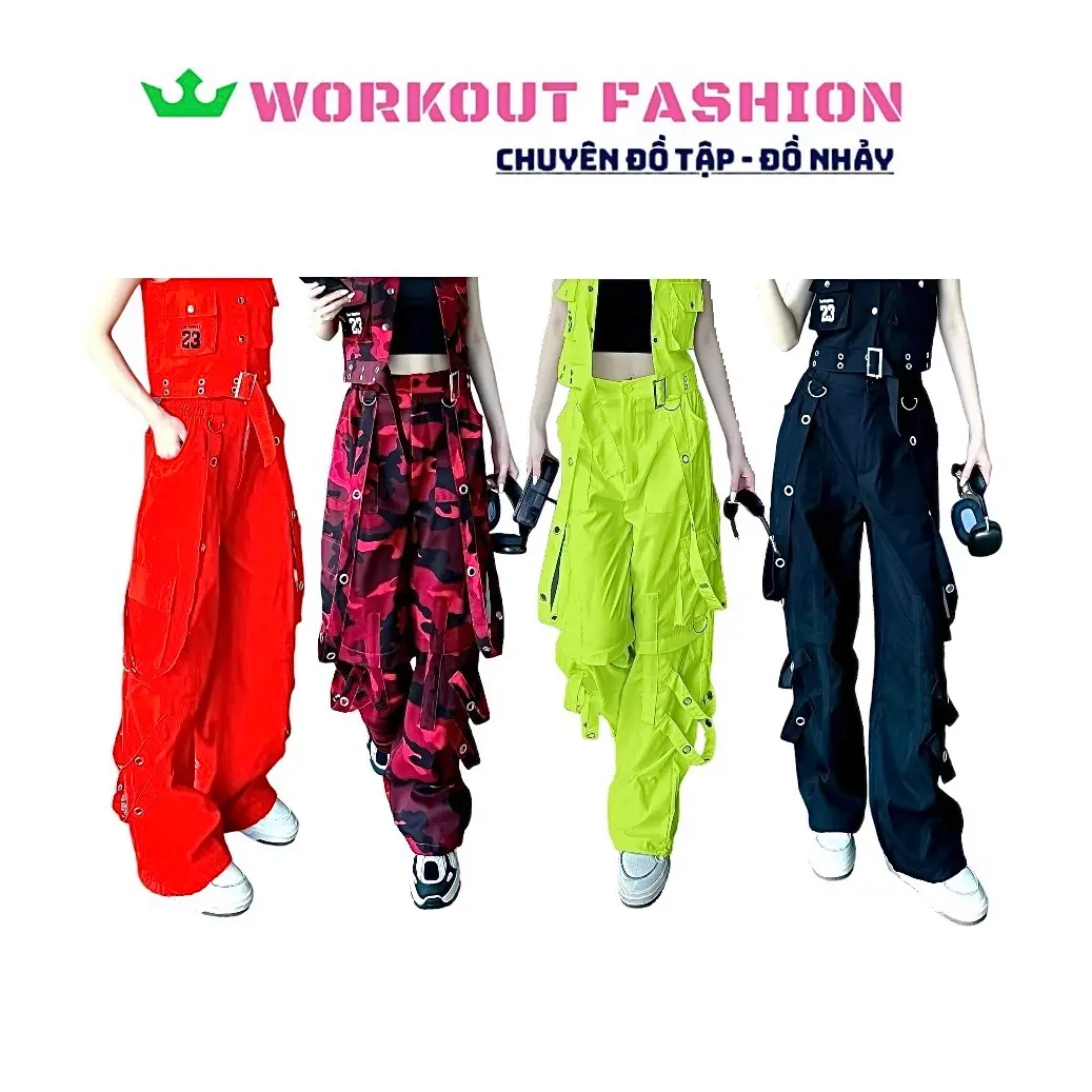 Quần nữ Jogger kaki ống rộng,đính vòng Oze cá tính Sport