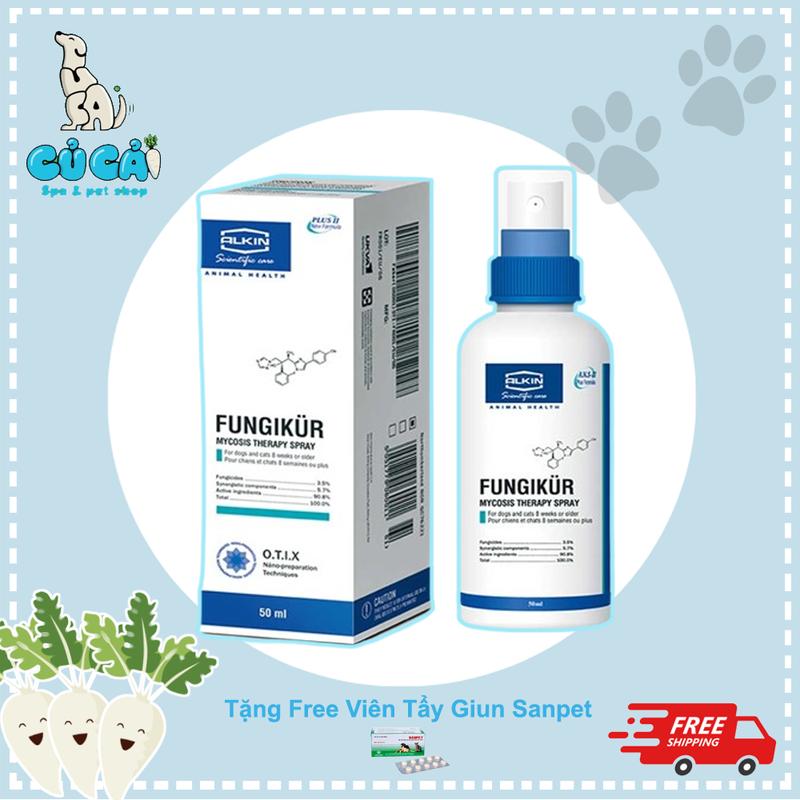 Xịt nấm cho chó mèo FUNGIKUR bệnh nấm - Chai 50ml