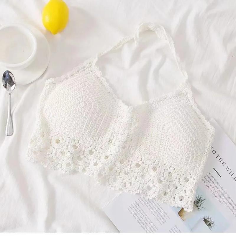 Product Introduction of Top Women  Áo Hở Eo Đi Biển, Dành Cho Nữ, Che Khoét Lỗ, Thiết Kế Phối Cảnh, Có Tua Rua, Dây Đeo Spaghetti Áo Ba Lỗ Có Đệm Ngực, Không Lưng, Có Giá Đỡ Cổ 5