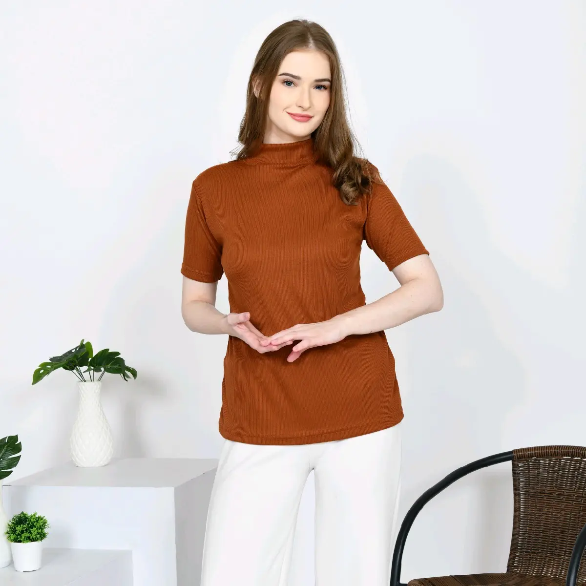 Turtleneck Wanita Lengan Pendek by Fansbasic