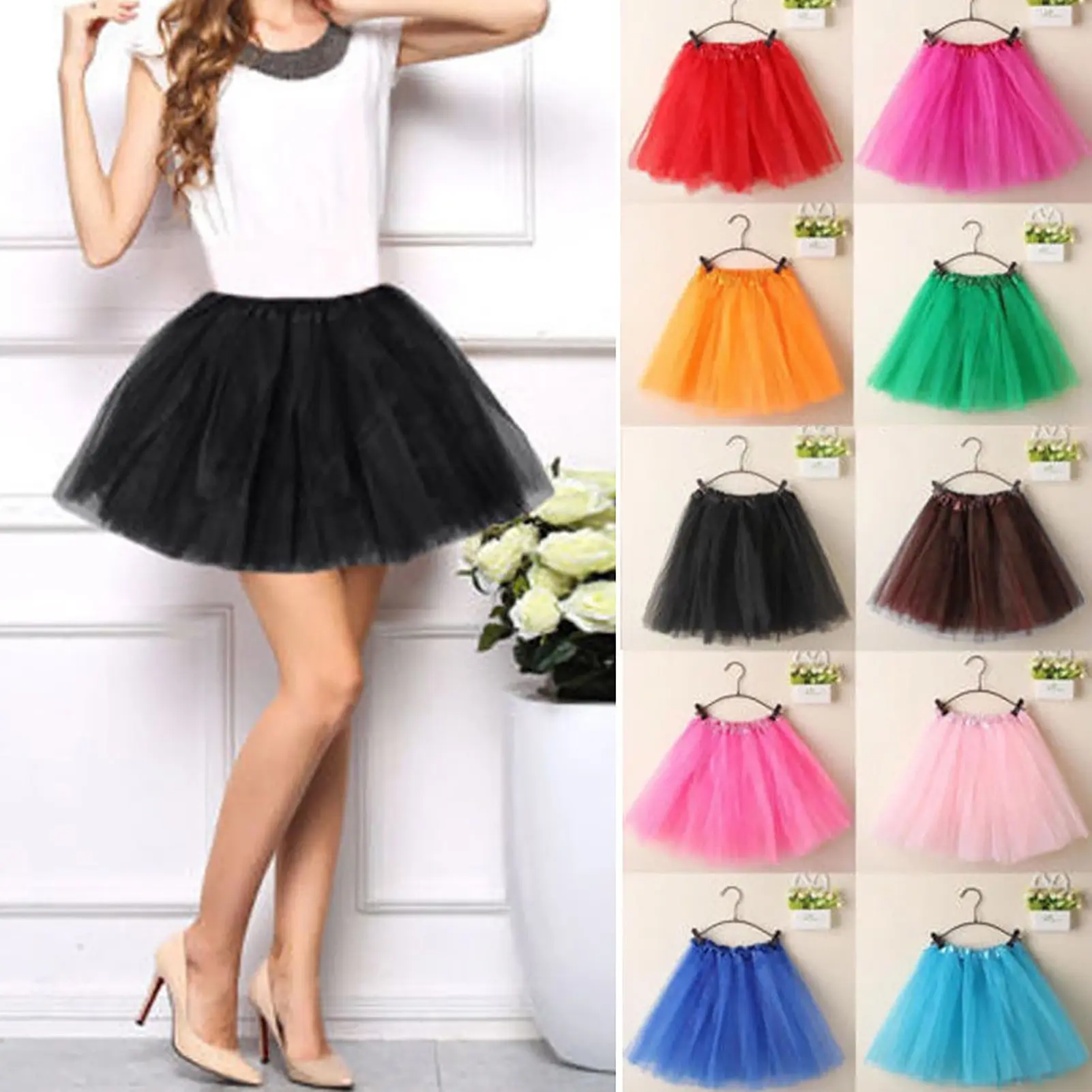 phcalgity Women's Ballet Tutu Mini Dress Pleated Party Princess Pettiskirt Lace Skirt