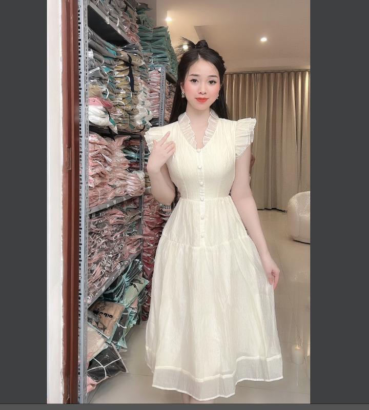(K38) Đầm tơ thiết kế tay bèo cách điệu form xoè đẹp đầm xinh nhẹ nhàng đầm đi tiệc đi làm đi chơi by Thương Lê K38 0