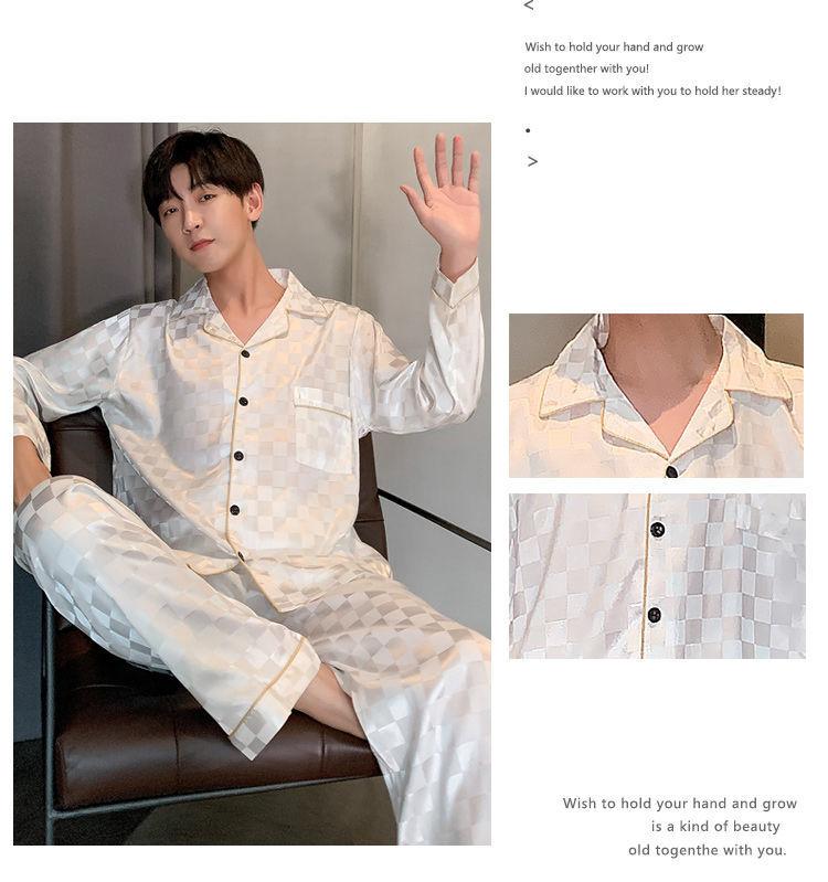Product Introduction of Đồ Ngủ Nam, Bộ Sưu Tập Mùa Xuân Và Mùa Thu, Dài Tay, Chất Liệu Lụa Lạnh Mỏng Và Ngoại Cỡ, Cao Cấp, Chất Liệu Lụa Nhân Tạo, Thích Hợp Cho Mùa Xuân Và Mùa Thu, Ngoại Cỡ, Thích Hợp Cho Học Sinh, Bộ Đồ Mặc Nhà, Hàng Mới Về 2025 17
